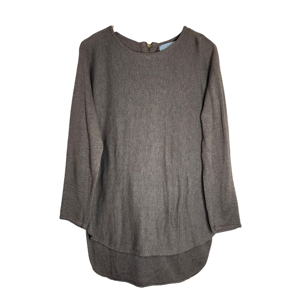 Joan Vass Sweater Women's Large Hi-Low Long Sleeve Brown